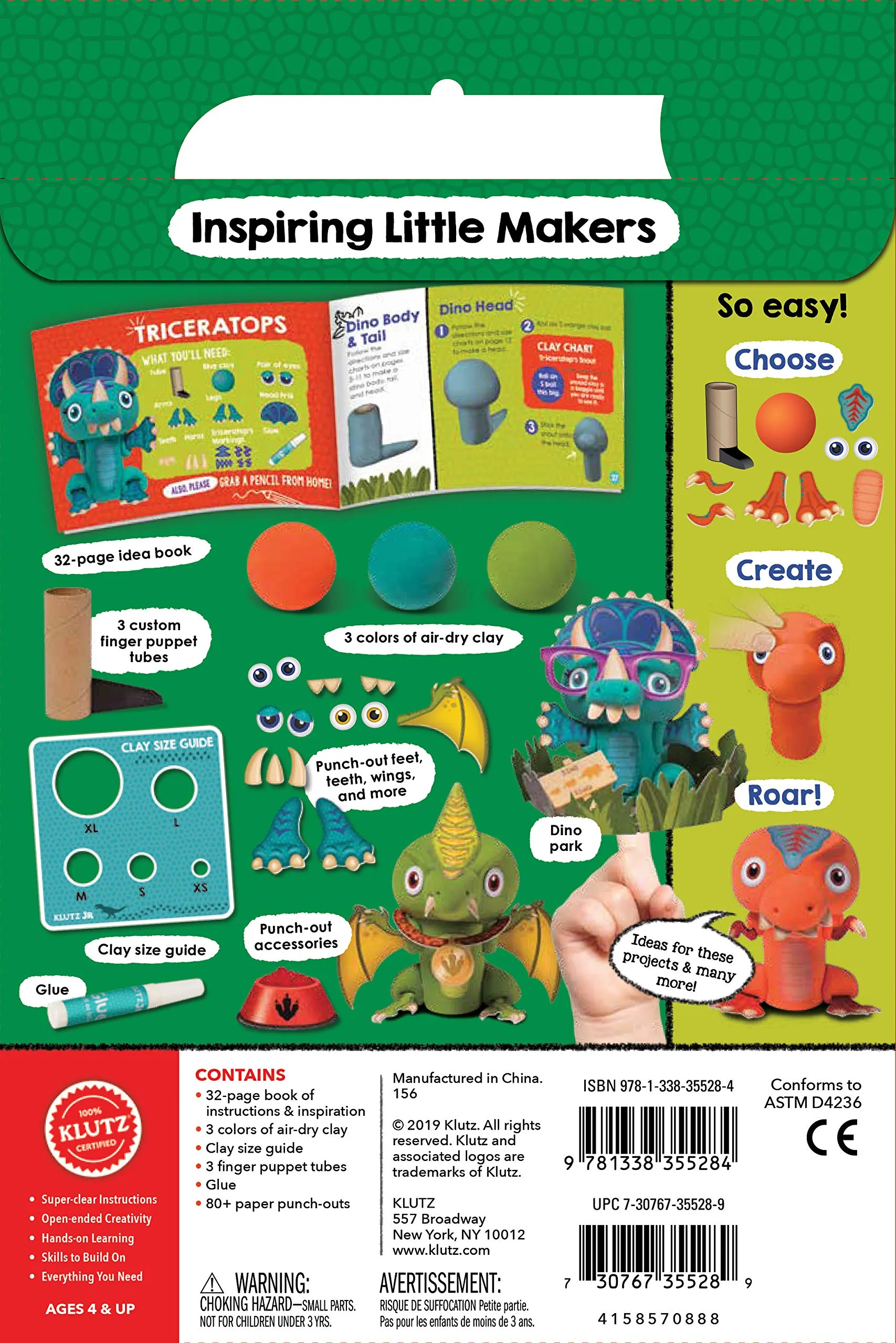 Klutz Jr. My Dino Finger Puppets - Book & Craft Kit 4 