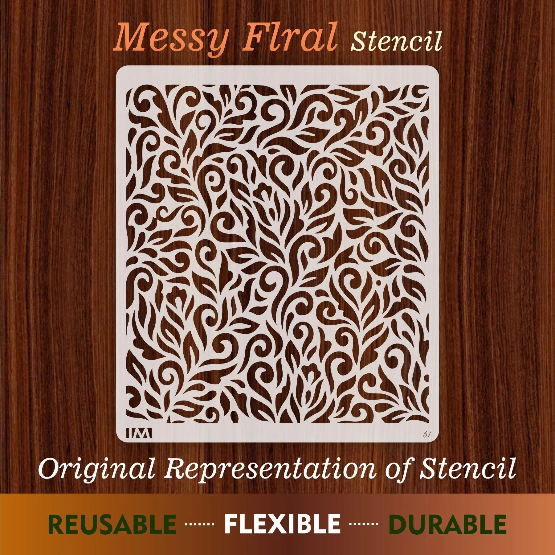 Messy Floral Reusable Stencil for Canvas and wall painting.ID#61