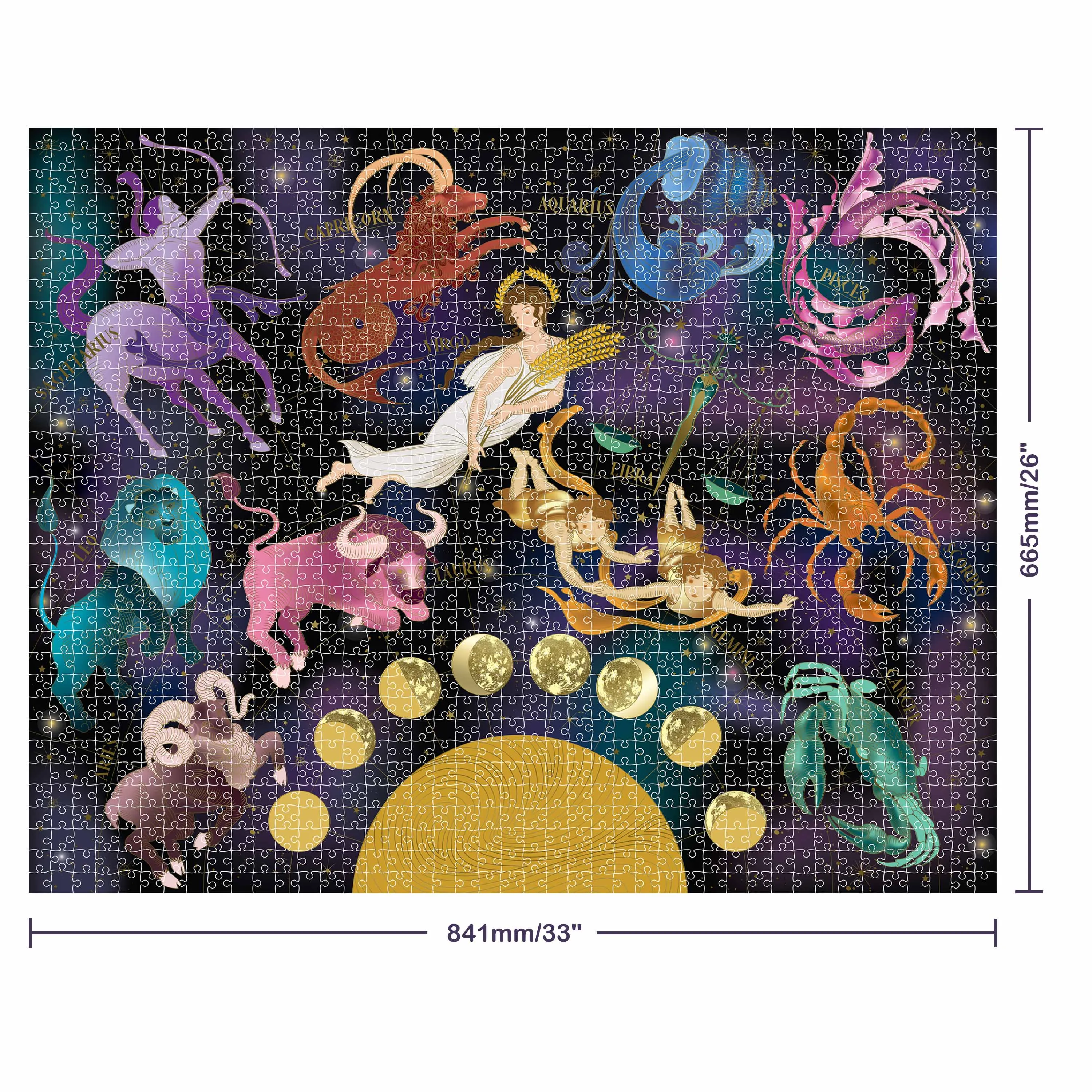 Mindbogglers Gold 1500-Piece Jigsaw: Zodiac Signs