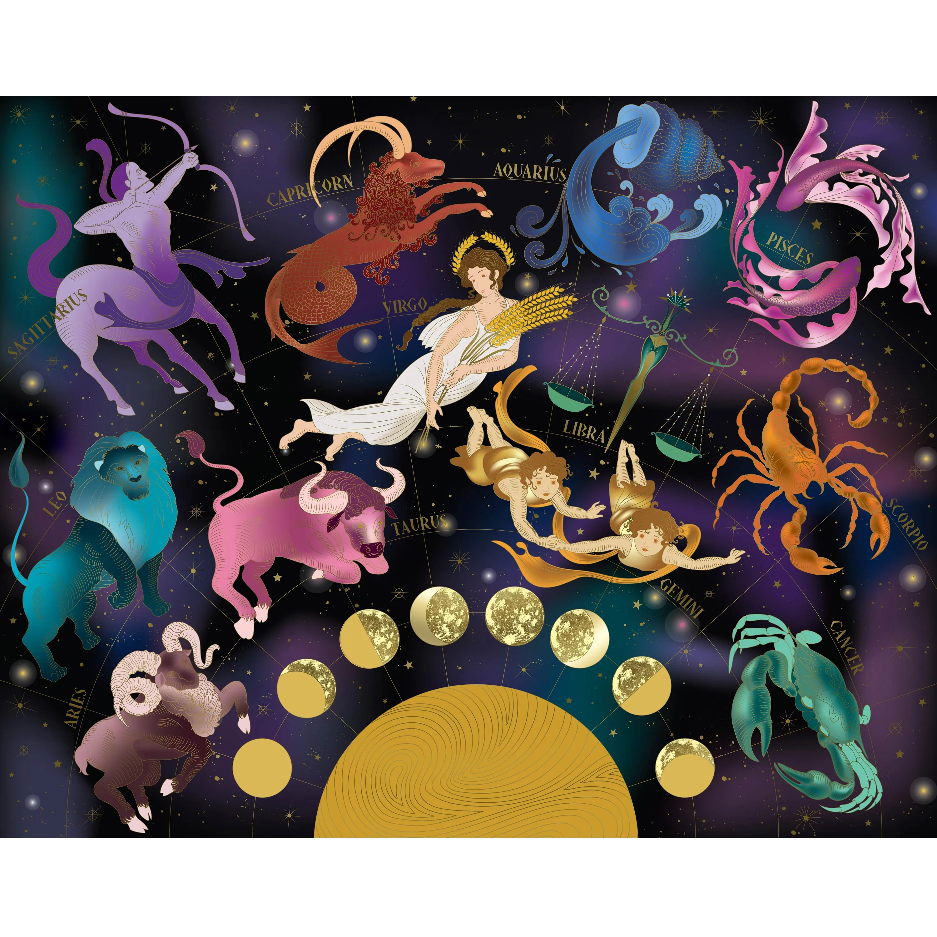 Mindbogglers Gold 1500-Piece Jigsaw: Zodiac Signs