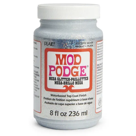 Mode Podge Mega Glitter Siliver 8Oz 236Ml - MSP CS17293