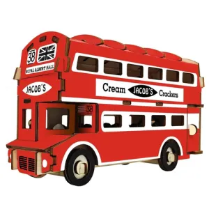 Natural Wood 3D Puzzle Double Decker England Bus