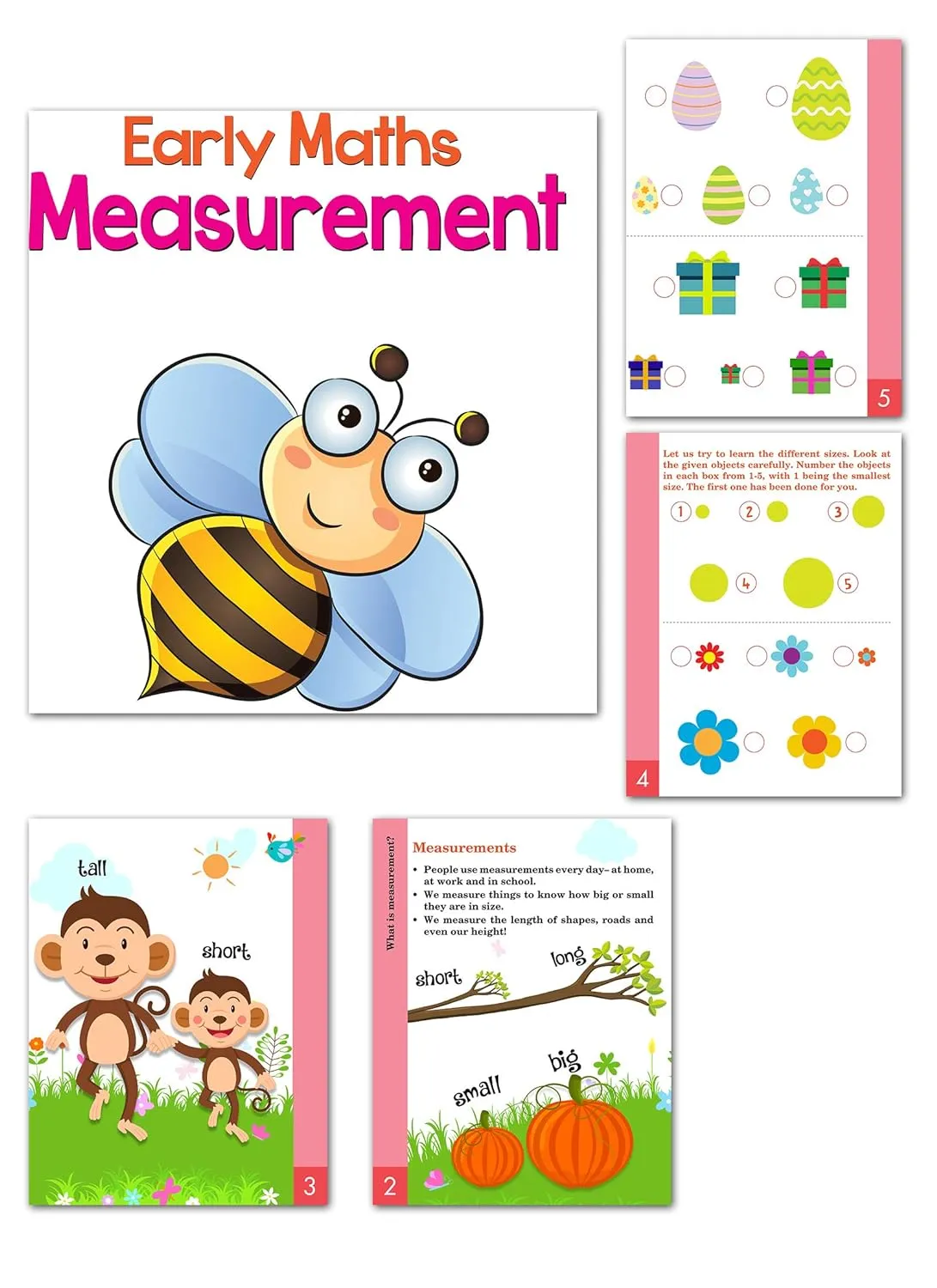 Pegasus Set of 5 Early Maths Learning Books covering Decimals, Fractions, Measuring, Money & Shapes