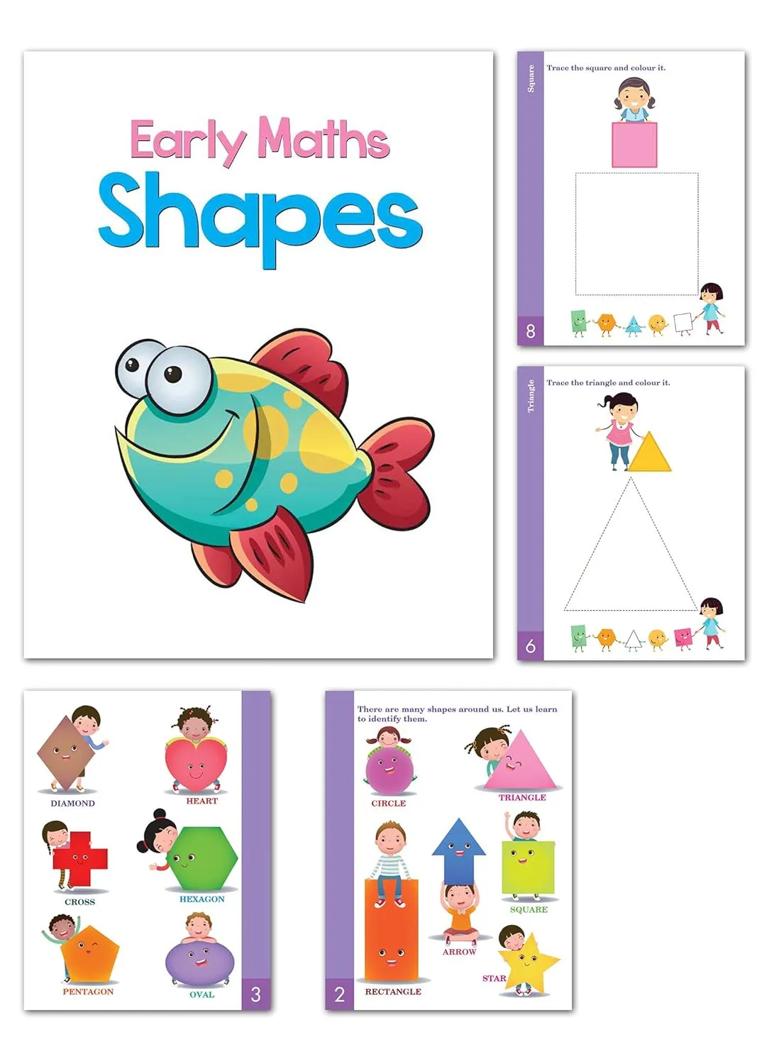 Pegasus Set of 5 Early Maths Learning Books covering Decimals, Fractions, Measuring, Money & Shapes
