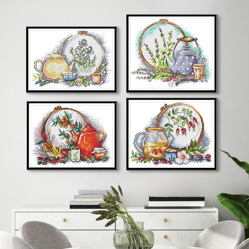 Poppy Crafts Cross-Stitch Kit - Afternoon Tea in Spring
