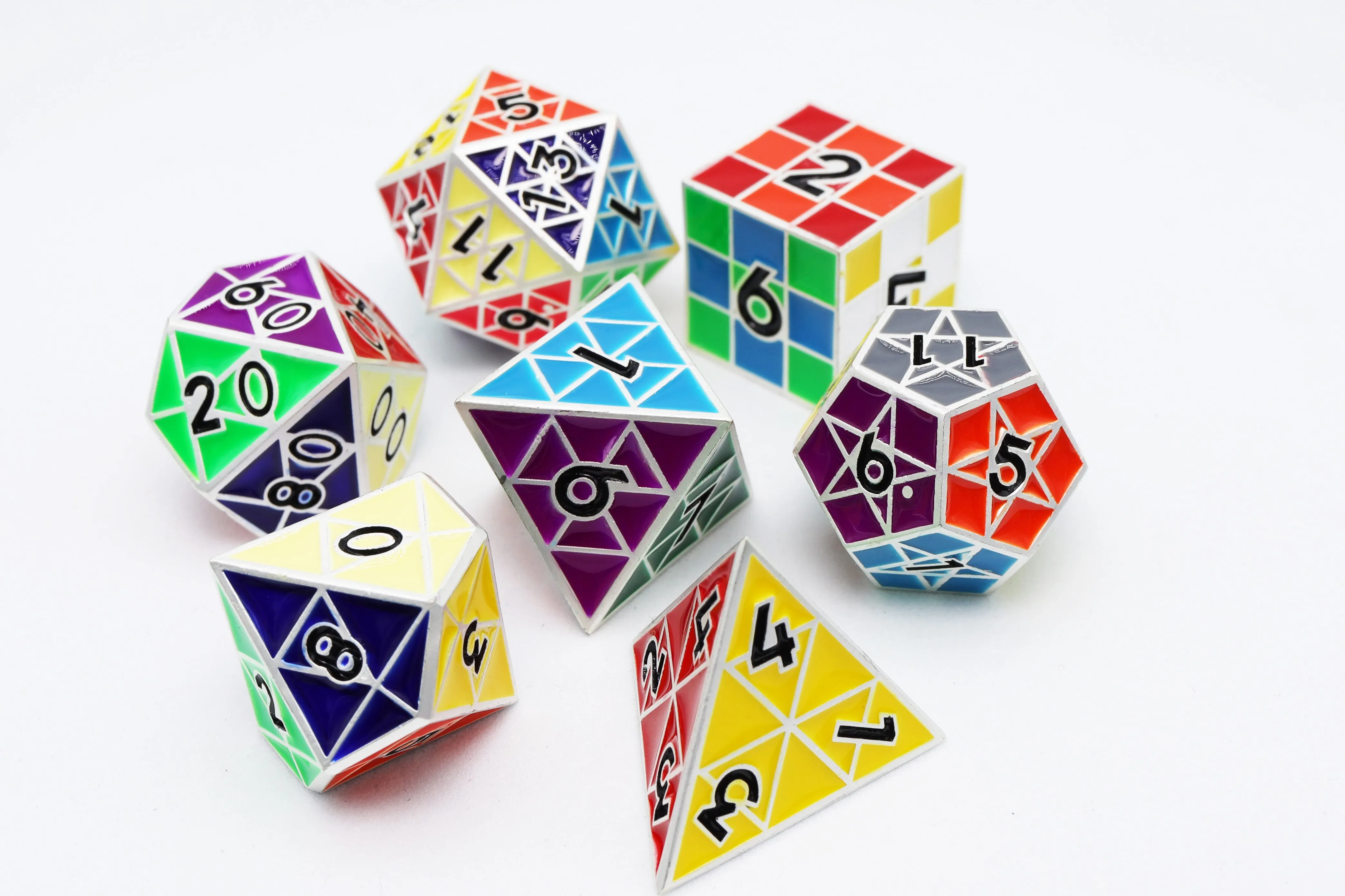 Puzzle Cube: Silver - Metal 8 piece Dice Set