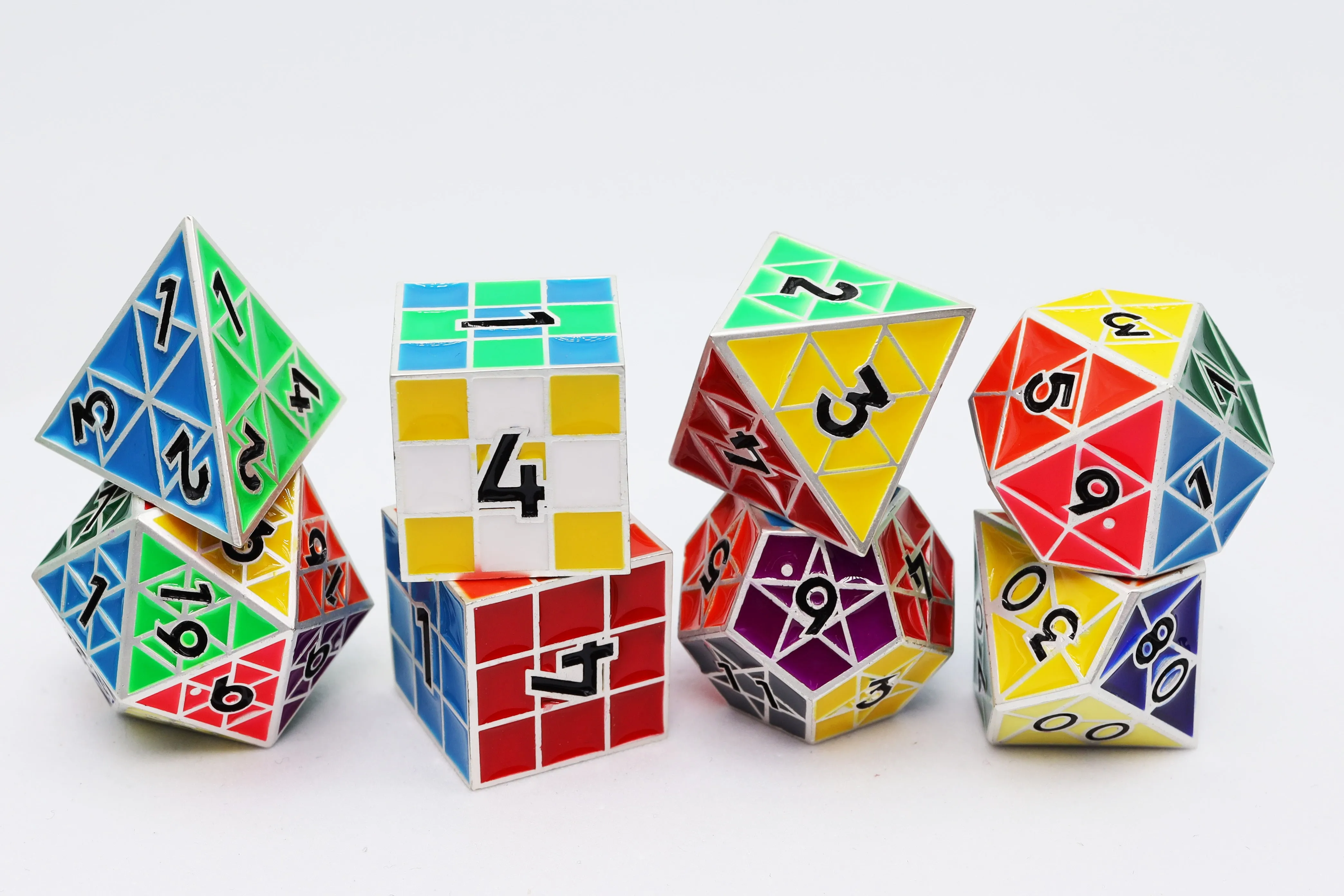 Puzzle Cube: Silver - Metal 8 piece Dice Set