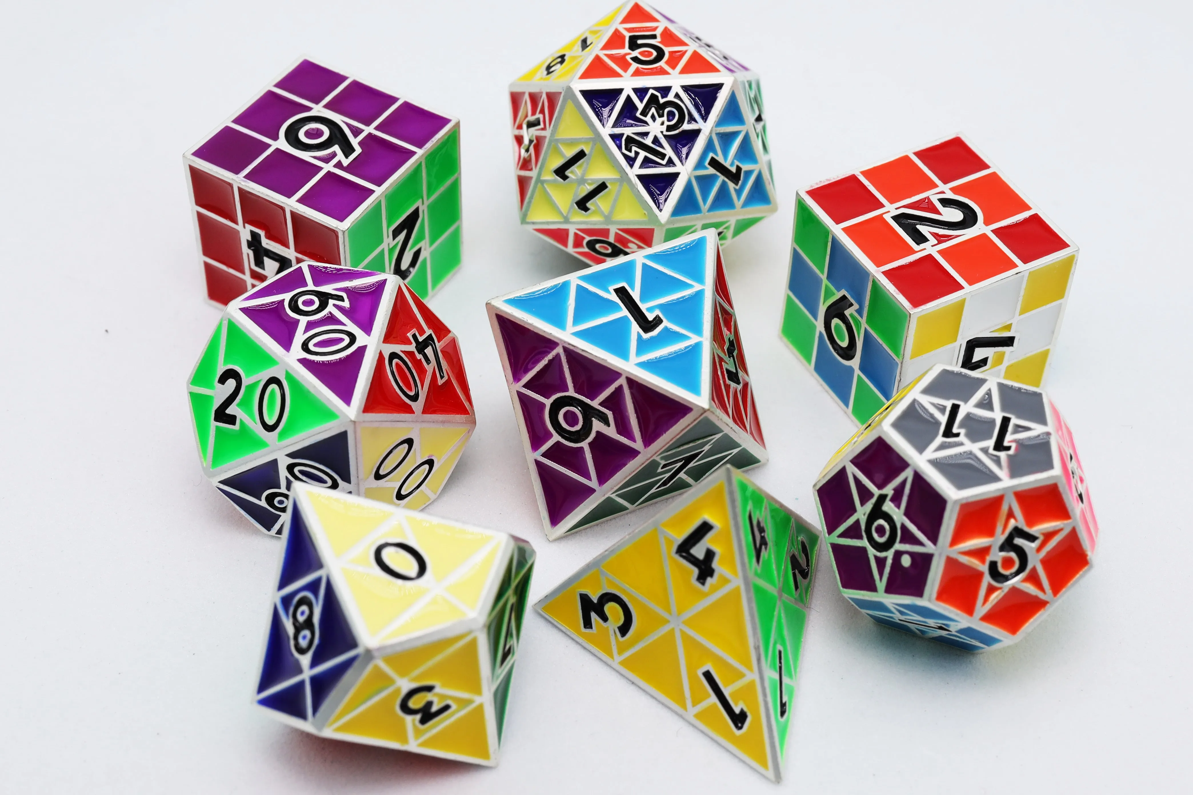 Puzzle Cube: Silver - Metal 8 piece Dice Set