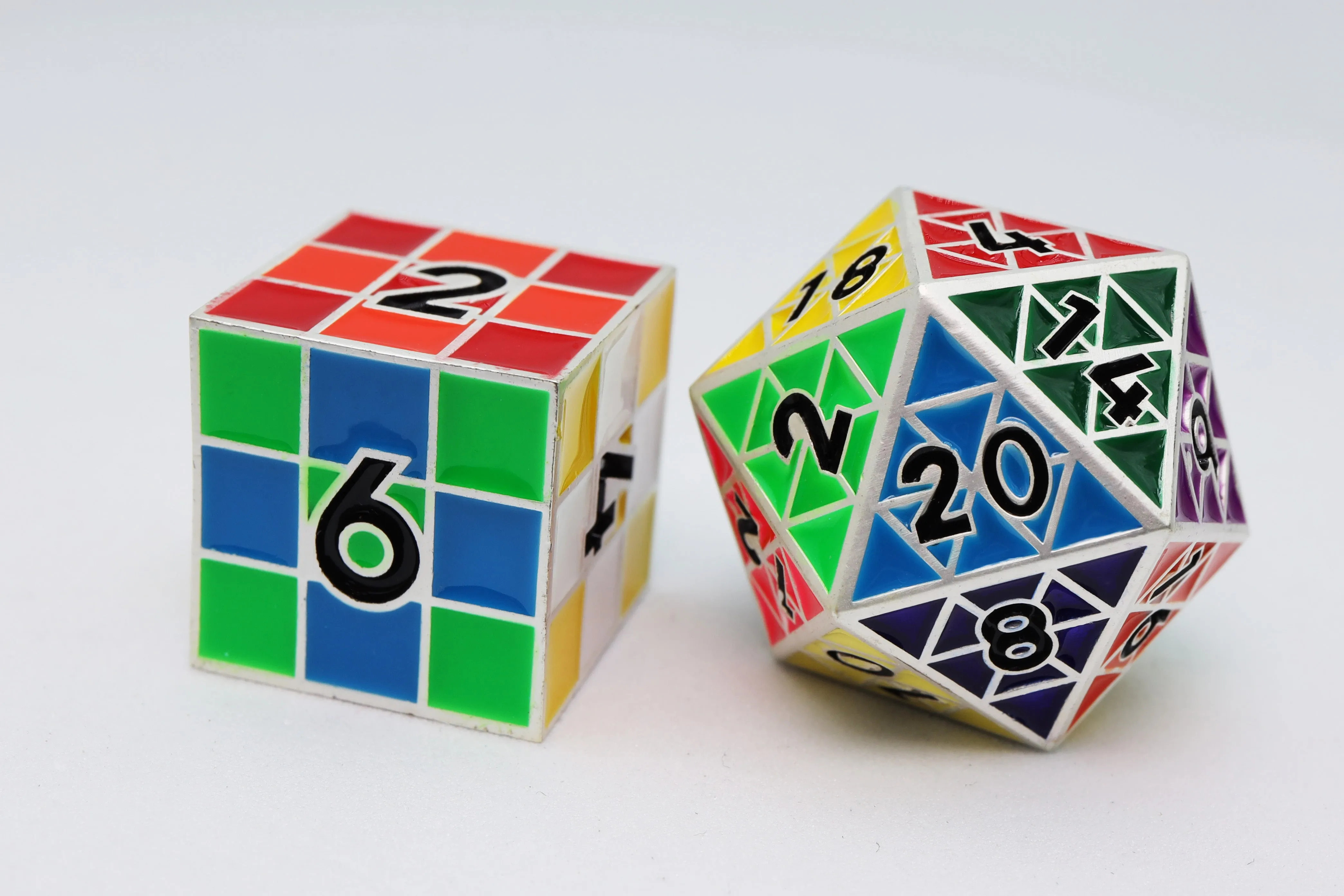Puzzle Cube: Silver - Metal 8 piece Dice Set
