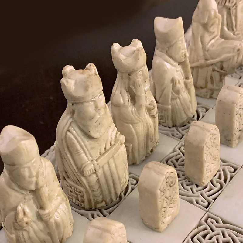 Smaller Isle of Lewis Chess Set - Limestone