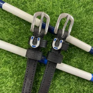 Spur Straps- Horse Shoe Party (Blue/White)