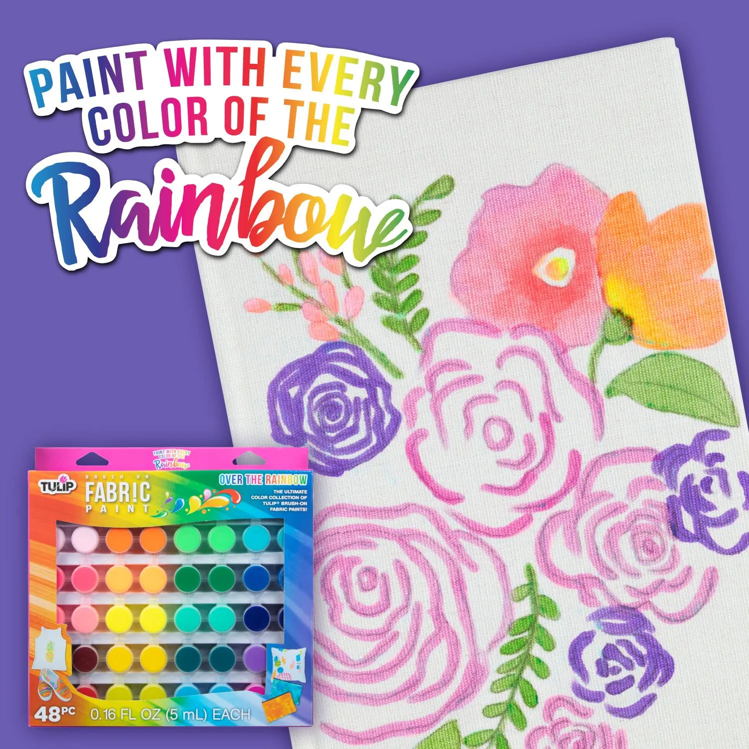 Tulip Brush-On Fabric Paint Over The Rainbow 48 Pack