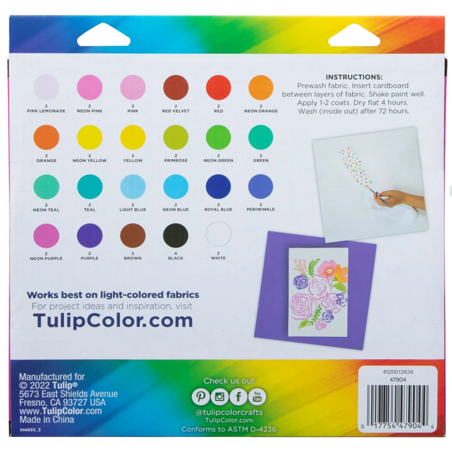 Tulip Brush-On Fabric Paint Over The Rainbow 48 Pack