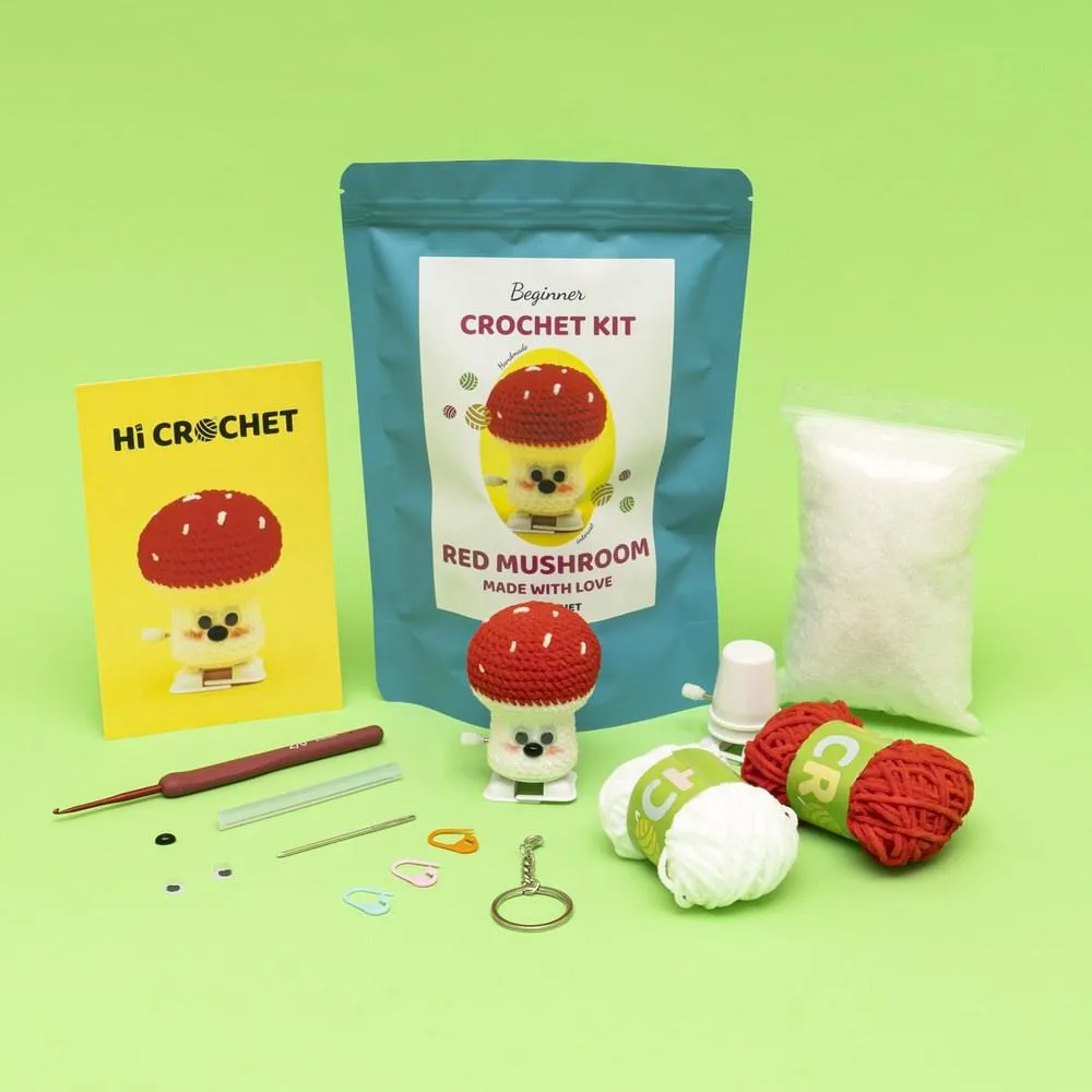 Walking Crafts Knitted Red Mushroom Vegetables Crochet Kit