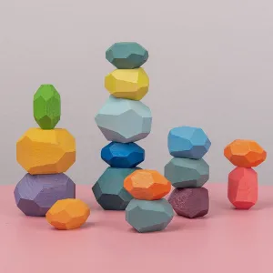 Wooden Colored Stone Building Block - for kids brainstorm or home decor