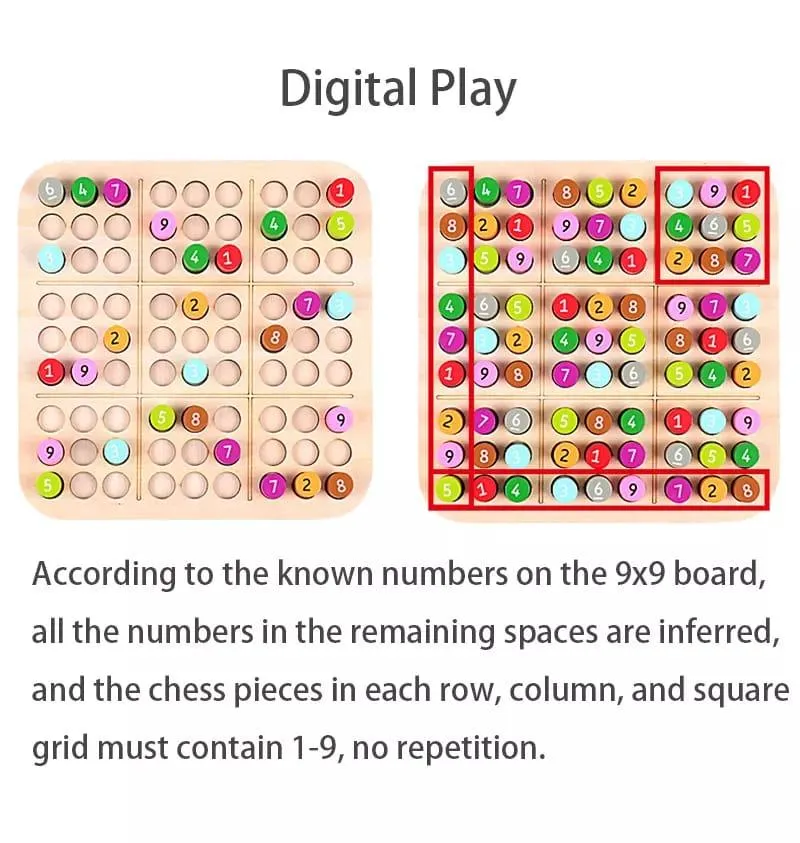 Wooden Number Puzzle Sudoku Board Games 1
